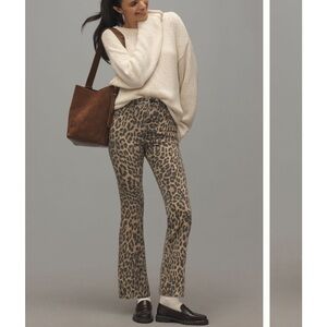 Good American Good Standard High Rise Leopard Kick Flare Jeans